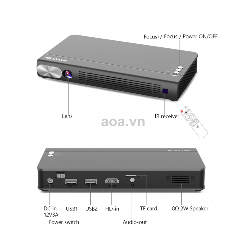 Máy chiếu Mini Byintek P12 Tích hợp pin , FHD - Ánh Phát