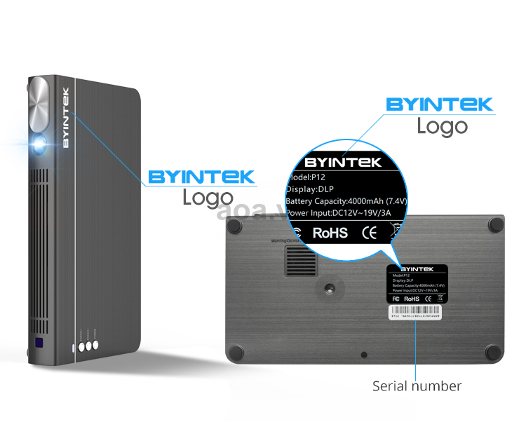 Máy chiếu Mini Byintek P12 Tích hợp pin , FHD - Ánh Phát