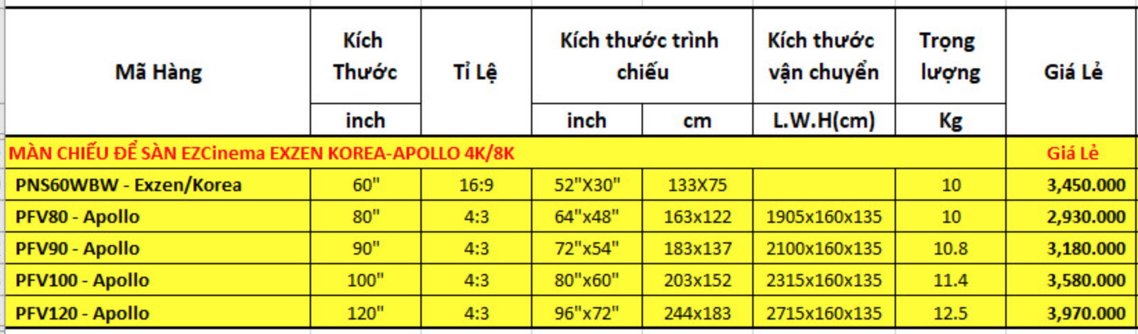 Màn chiếu di động để sàn - Màn chiếu di động để bàn Apollo (80